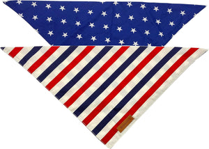 4Th of July Dog Bandanas 2 Pack, Reversible American Flag Pet Scarf for Boy and Girl, Premium Durable Fabric, Patriotic Bandana for Large and Extra Large Dogs (X-Large)